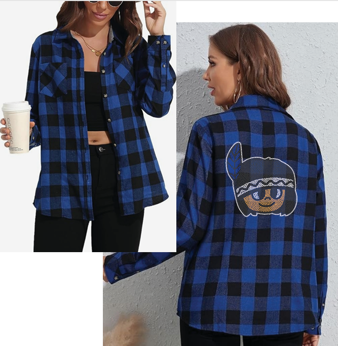 LIL BRAVES WOMENS BLUE/BLACK BUFFALO PLAID LIGHTWEIGHT FLANNEL