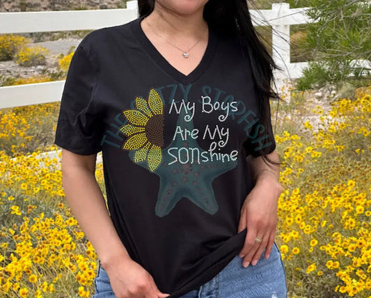 My Sons Are Sonshine Sunflower Rhinestone Shirt