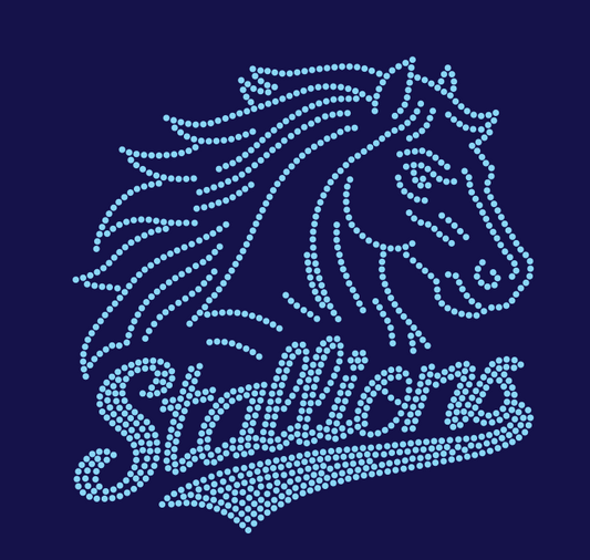 GT STALLIONS OUTLINE WITH PENNANT TAIL BLING DESIGN