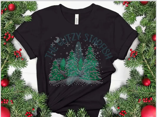 Snowy Evergreens Rhinestone Shirt