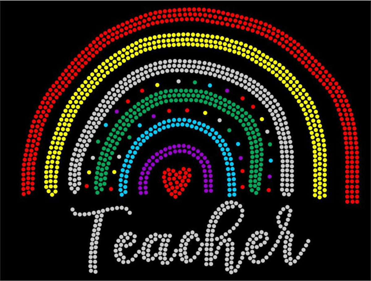 OAK KNOLL TEACHER RAINBOW Rhinestone Design
